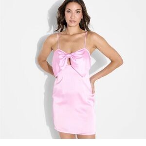 Women's Satin Bow Mini A-Line Dress  Size XL Wild Fable Light  Pink Side Zip